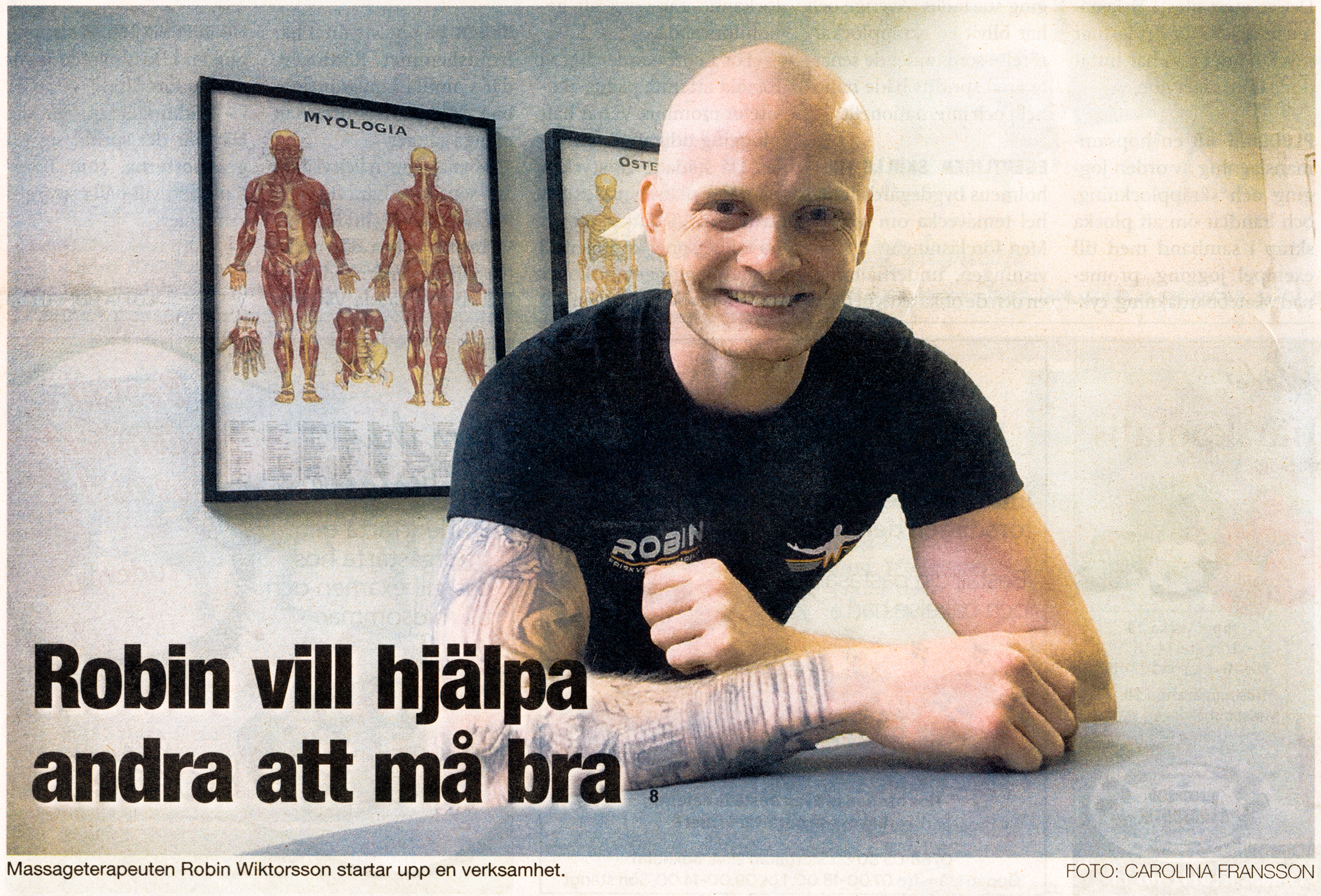 Östgötatidningen 10 Juni 2020, Artikel om Robin Wiktorsson på Wiktorssons Massage & Friskvård i Mjölby
